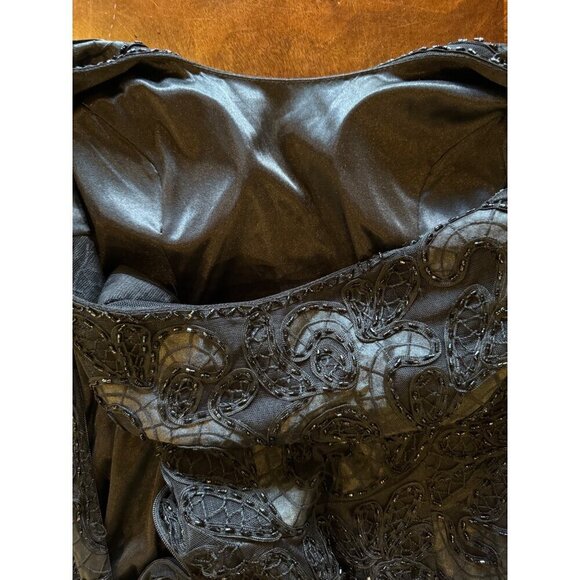 Sue Wong Dress Women 2 Black Lace Beaded‎ Illusion Knee Length Mini Sheath Party - Picture 12 of 14